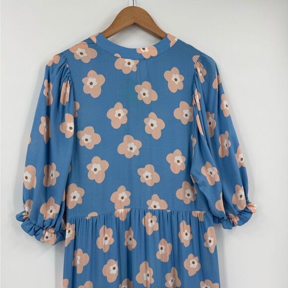 Karlie Tiered Floral Midi Dress in Blue | Small - Picture 7 of 10